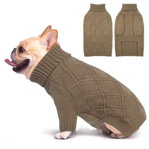 DENTRUN Hundepullover, Sweater für Hunde, Fleece Pullover Hund, Weich Hundepullover Fleece, Winter Warmer Hundepullover Kleine Hunde Rollkragen Strickpullover DENTRUN Hundepullover, Sweater für Hunde, Fleece Pullover Hund, Weich Hundepullover Fleece, Winter Warmer Hundepullover Kleine Hunde Rollkragen Strickpullover von DENTRUN