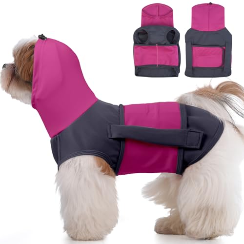 DENTRUN Beruhigungsweste für Hunde, Hundemantel Mit Beruhigender Kapuze und Ohrenschutz, Anti Stress Weste für Hunde, Feuerwerk, Donner (Blau, XS) von DENTRUN