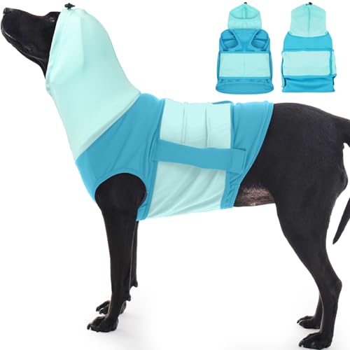 DENTRUN Hunde Beruhigungsweste, Hundemantel mit Beruhigender Kapuze und Ohrenschutz, Geräuschreduzierung, Anti Stress Weste für Hunde (Lila Grau, XL) von DENTRUN
