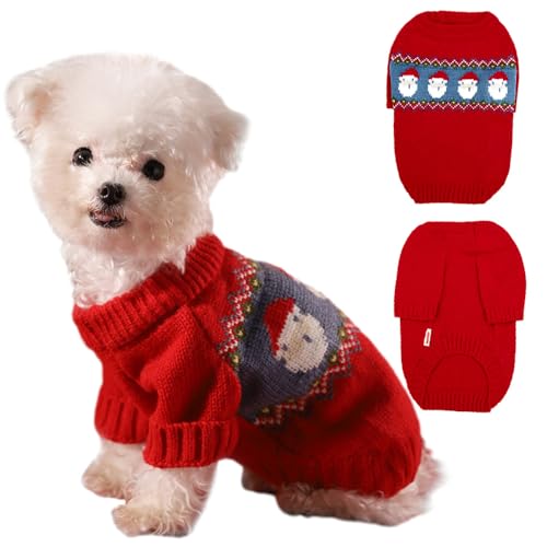DENTRUN Weihnachtspullover für Hunde, aus Fleece mit Beinen für kleine, mittelgroße und große Hunde, Weihnachtsmann-Pullover, weicher Haustier, Welpen, Katzen, Strickkleidung von DENTRUN
