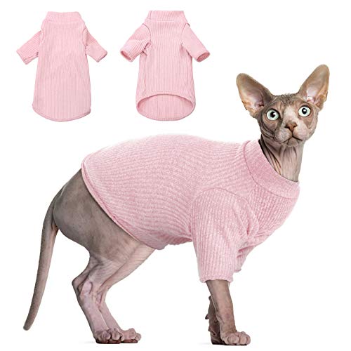 DENTRUN Sphynx Hairless Cats Shirt, Atmungsaktive Katzenkleidung Rollkragenpullover, Entzückende haarlose Katze Kleidung Weste Pyjama Jumpsuit für alle Jahreszeiten von DENTRUN