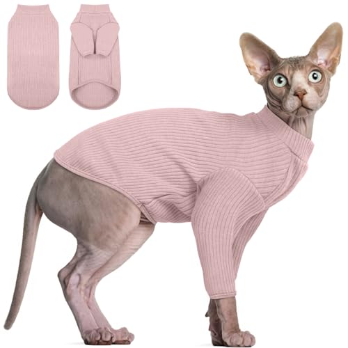 DENTRUN Sphynx Hairless Cats Shirt, Atmungsaktive Katzenkleidung Rollkragenpullover, Entzückende haarlose Katze Kleidung Weste Pyjama Jumpsuit für alle Jahreszeiten von DENTRUN