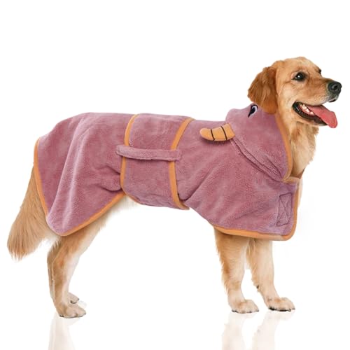 DENTRUN Hundebademantel Weicher und Atmungsaktiver Hunde Bademantel Wärmender Bademantel für Grosse Hunde Dog Bathrobe Dobermann Meer (Rosa,XXL) DENTRUN Hundebademantel Weicher und Atmungsaktiver Hunde Bademantel Wärmender Bademantel für Grosse Hunde Dog Bathrobe Dobermann Meer (Rosa,XXL) von DENTRUN