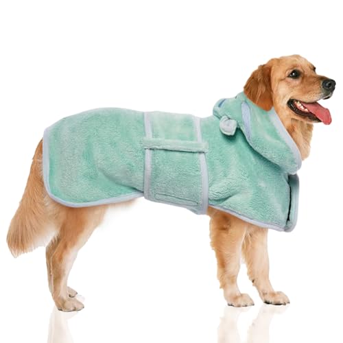DENTRUN Hundebademantel, Bademantel Hunde, Hundetrocknungsmantel mit Gürtel, Hundebademantel mit Kapuze, Hundehandtuch, Dog Bathrobe, Labrador Retriever(2XL,Grün) DENTRUN Hundebademantel, Bademantel Hunde, Hundetrocknungsmantel mit Gürtel, Hundebademantel mit Kapuze, Hundehandtuch, Dog Bathrobe, Labrador Retriever(2XL,Grün) von DENTRUN