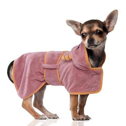 DENTRUN Bademantel für Hunde Klettverschluss am Kragen der Kleine Hunde Bademantel mit Hut hundehandtuch Dog Bathrobe Welsh Corgi Meer Schwimmen (Rosa,S) DENTRUN Bademantel für Hunde Klettverschluss am Kragen der Kleine Hunde Bademantel mit Hut hundehandtuch Dog Bathrobe Welsh Corgi Meer Schwimmen (Rosa,S) von DENTRUN