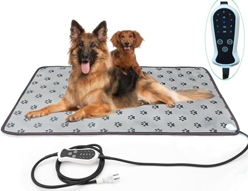 DEOMAN Haustier-Heizkissen hält Hunde und Katzen warm, extra groß, intelligenter Timer, präzise Temperaturkontrolle, wasserdicht, langlebiges Material, einfache Reinigung von DEOMAN