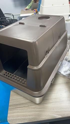 Edelstahl-Katzentoilette, extra große Katzentoilette für große Katzen, XL Metall-Katzenklo mit hohen Seitenwänden, antihaftbeschichtet, auslaufsicher(Coffee, 24" L x 16" W x 18" H) von DER VIERBEINER
