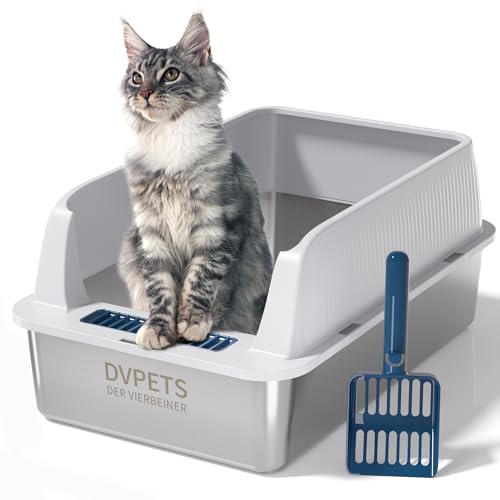 Katzentoilette aus Edelstahl, extra große Katzentoilette für große Katzen, XL, Metall-Katzentoilette mit hohen Wandseiten, antihaftbeschichtet, auslaufsicher (Hellgrau, 61 cm L x 40,6 cm B x 27,9 cm H von DER VIERBEINER