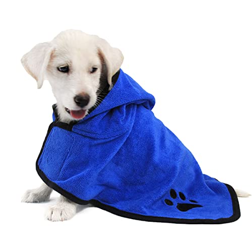 DERCLIVE Haustier-Bademantel mit Kapuze, super saugfähig, Mikrofaser, tragbare Decke für Ihr Haustier, schnell trocknendes Badetuch für Hunde und Welpen von DERCLIVE