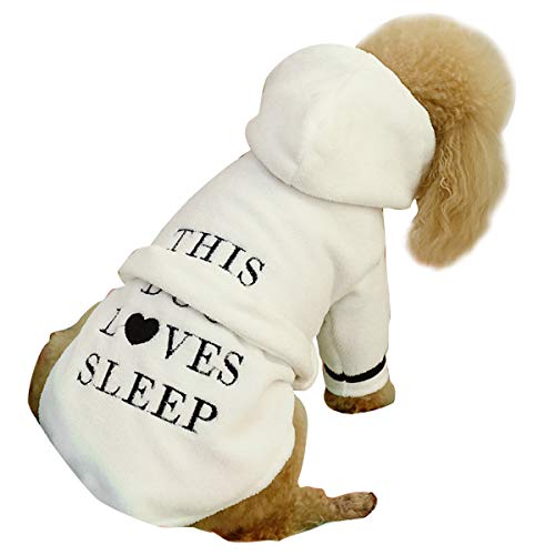 DERCLIVE Haustier Pyjama mit Kapuze Baumwolle Kapuze Bademantel Nachtwäsche Am Besten für Kleine Hunde Katzen Welpen Weiß von DERCLIVE