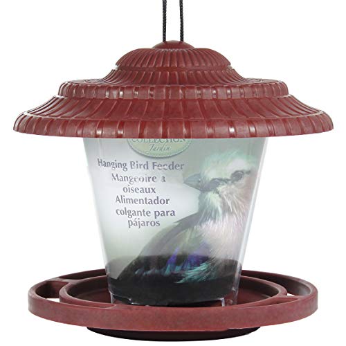 DERCLIVE Vogelhäuschen Kunststoff Hängenden Vogelfutterbehälter mit Dach für Außenterrasse Grün/Rot von DERCLIVE