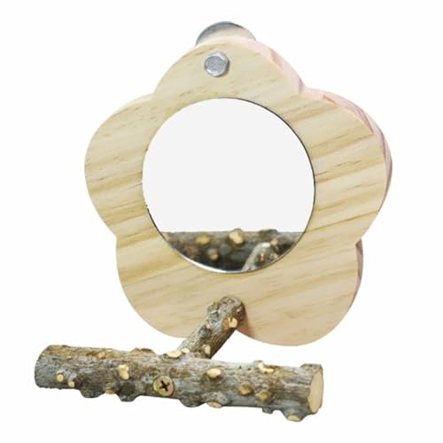 Spiegel für Papageien, mit Holzsitzstange, Vogelkäfigspielzeug für kleine Papageien, Sittiche, Nymphensittiche, Nymphensittiche von DERCLIVE