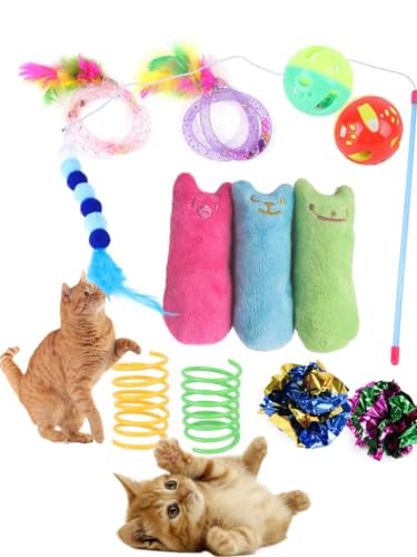 DERDOUT 12 Stück Katzenspielzeug für Indoor-Katzen, Plüsch-Katzenminze, Spielzeug, Katzenzähne, Reinigungsspielzeug, interaktives Katzenfeder-Teaser, Zauberstab, Federspielzeug DERDOUT 12 Stück Katzenspielzeug für Indoor-Katzen, Plüsch-Katzenminze, Spielzeug, Katzenzähne, Reinigungsspielzeug, interaktives Katzenfeder-Teaser, Zauberstab, Federspielzeug von DERDOUT