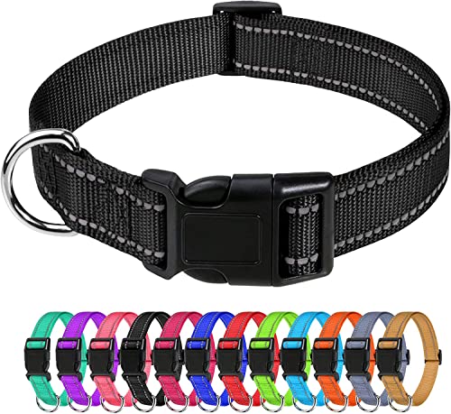 DERDOUT Reflektierendes Nylon-Hundehalsband, Verstellbares klassisches Hundehalsband mit Schnellverschluss-Schnalle für große Hunde, Schwarz, 2,5 cm Breite DERDOUT Reflektierendes Nylon-Hundehalsband, Verstellbares klassisches Hundehalsband mit Schnellverschluss-Schnalle für große Hunde, Schwarz, 2,5 cm Breite von DERDOUT
