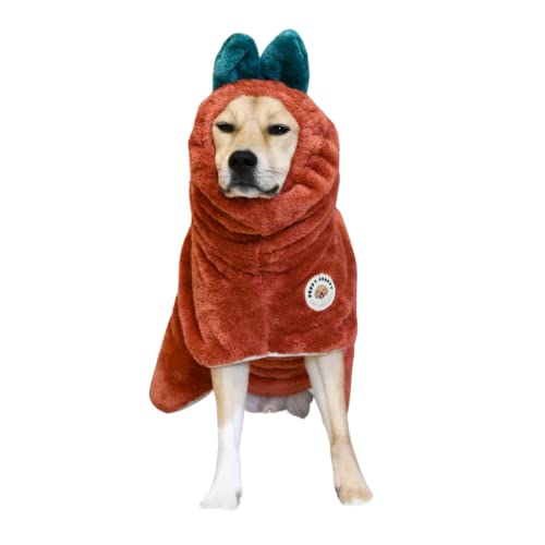 DERPYCHAPPY Premium-Hunde-Bademantel, saugfähiger Mikrofaser-Bademantel für kleine, mittelgroße und extra große Hunde und Katzen, stilvolle gemütliche, Pool oder Strand (L, Tomate) von DERPYCHAPPY