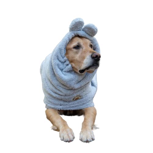 Derpy Chappy Premium Hunde-Bademantel, Handtuch, saugfähige Mikrofaser, Bademantel für kleine, mittelgroße und extra große Hunde und Katzen, stilvoll, gemütlich, Pool oder Strand (L, Grau) von DERPYCHAPPY