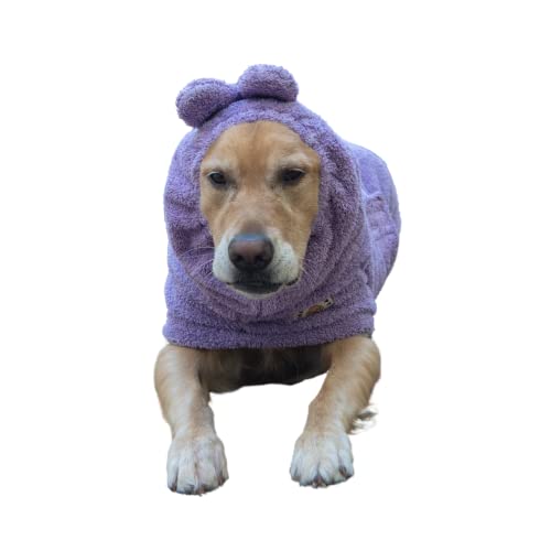 Derpy Chappy Premium Hunde-Bademantel, Handtuch, saugfähige Mikrofaser, Bademantel für kleine, mittelgroße und extra große Hunde und Katzen, stilvoll, gemütlich, Pool oder Strand (L, Lavendel) von DERPYCHAPPY