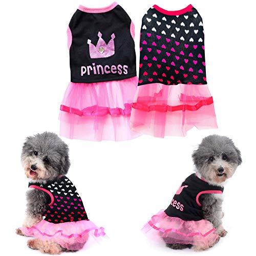 DERUILA 2 Stück Hundekrone Prinzessin Kleid Kuchen Camisole Prinzessin Rock für kleine Hunde und Katzen Party Geburtstag Kleid Bekleidung von DERUILA