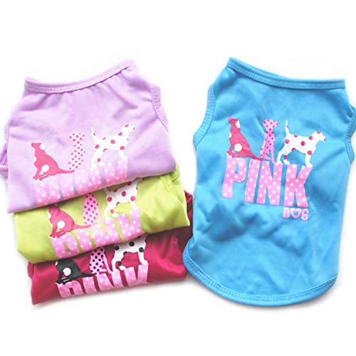 DERUILA Hunde-Shirt für kleine und mittelgroße Hunde, Jungen, Mädchen, 4 Stück, rosa Hundekleidung für Welpen, Katzen, Weihnachten und Neujahrsbekleidung von DERUILA