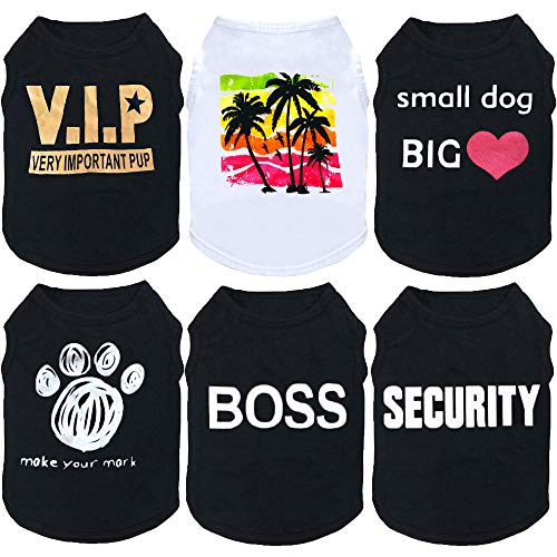 Hunde-Shirt, für kleine und mittelgroße Hunde, 6 Stück, Schwarz von DERUILA