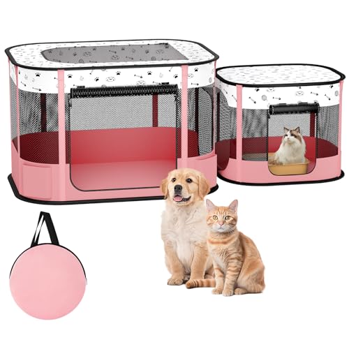 DESELL Tragbarer Katzenlaufstall, 8 Ruten verstärkte Kätzchen-Hunde-Laufgitter, faltbarer Laufstall für Indoor-Katzen, geschlossenes Haustier, Welpen, Hunde, Outdoor, zusammenklappbarer Zelt DESELL Tragbarer Katzenlaufstall, 8 Ruten verstärkte Kätzchen-Hunde-Laufgitter, faltbarer Laufstall für Indoor-Katzen, geschlossenes Haustier, Welpen, Hunde, Outdoor, zusammenklappbarer Zelt von DESELL