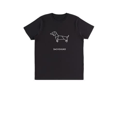 Origami Bassotto Dachshund, DOG Hund, Bio-Baumwolle, vegan genehmigt, personalisierbares T-Shirt, Dshirt14 DESIGNEDSHIRT (S, Schwarz) von DESIGNEDSHIRT