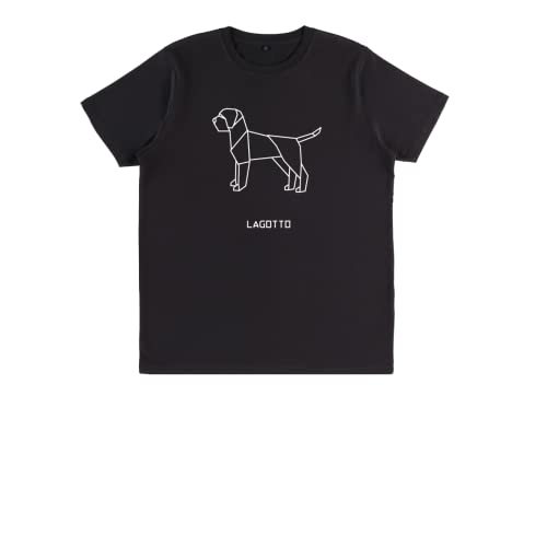 Origami LAGOTTO Romagnolo Unisex T-Shirt, DOG Hund, Bio-Baumwolle, vegan genehmigt, personalisierbares T-Shirt, Dshirt14 DESIGNEDSHIRT (L, Schwarz) von DESIGNEDSHIRT