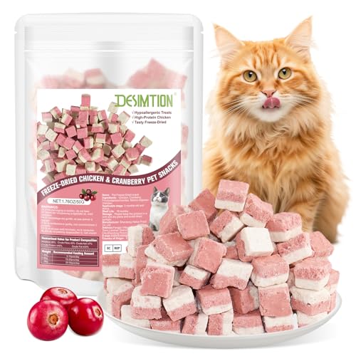 Gefriergetrocknete Hühner-Leckerbissen für Katzen und Hunde mit Cranberry, natürliche Zutaten, proteinreich, reich an Antioxidantien,Trainingsleckerbissen oder Futterzusatz von DESIMTION