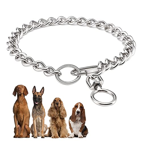 Kettenhundkragen, Edelstahl Metallkauenkau -Halskette Schlupf P -Kettenkragen mit Verbindungsverschluss für kleine mittelgroßen großen Hunden (A, L) von DESIMTION
