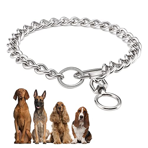 Kettenhundkragen, Edelstahl Metallkauenkau -Kettenkragen mit Verbindungsverschluss für kleine mittelgroßen großen Hunden (L, A) von DESIMTION