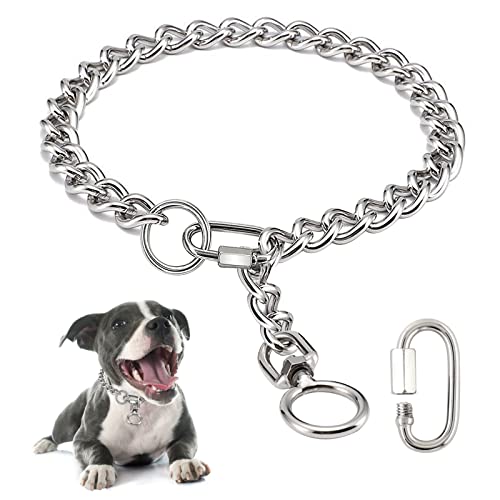 Kettenhundkragen, Edelstahl Metallkauenkau -Halskette Schlupf P -Kettenkragen mit Verbindungsverschluss für kleine mittelgroßen großen Hunden (A, M) von DESIMTION