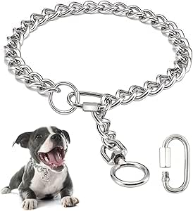 Kettenhundkragen, Edelstahl Metallkauenkau -Kettenkragen mit Verbindungsverschluss für kleine mittelgroßen großen Hunden (Medium, A) von DESIMTION