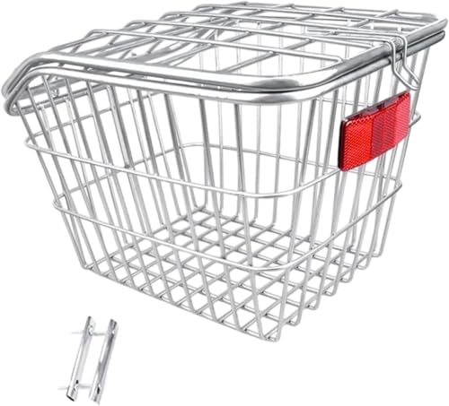 Tragbarer Fahrradkorb aus Eisendraht for die Rückseite des Fahrrads for Kinder und Erwachsene – Stabiler Frachtbehälter for Mountainbikes und Rennräder(Silver) von DETPWVWB