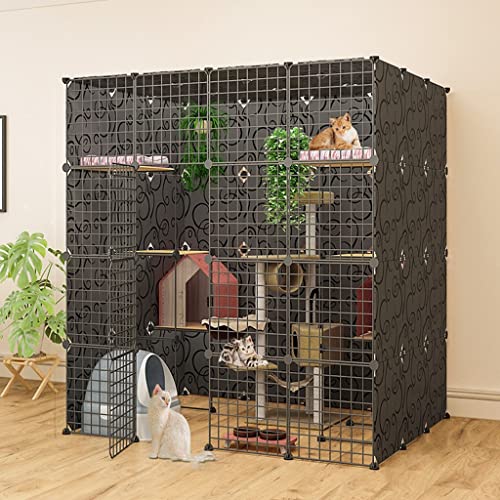Block Wind Katzenkäfig, groß, für den Innenbereich, für Haustiere, Kleintierhaus, abnehmbares Katzengehege, einfach zu montieren, geeignet für Katzen, Kaninchen, Welpen, Schwarz (Größe: 146 x 147 x Block Wind Katzenkäfig, groß, für den Innenbereich, für Haustiere, Kleintierhaus, abnehmbares Katzengehege, einfach zu montieren, geeignet für Katzen, Kaninchen, Welpen, Schwarz (Größe: 146 x 147 x von DEUYO