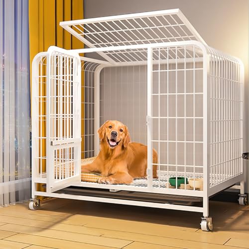 DEUYO Hundebox, unzerstörbarer Hundekäfig, neu verbessertes, verdicktes Vierkantrohrmaterial, stark und langlebig, mit herausnehmbarem Tablett (Größe: 110 x 72 x 95 cm) Warm as Ever von DEUYO