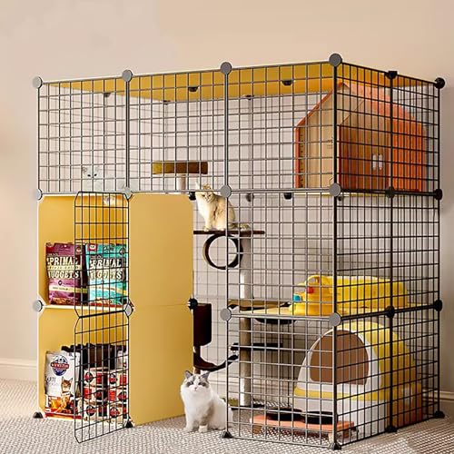 DEUYO Katzengehege im Freien für Hauskatzen, Katzenkäfig, Katzenhaus-Balkon-Laufstallplattformen, DIY-Zwinger-Kisten-Übungsplatz (Größe: A-111x75x109) Warm as Ever von DEUYO