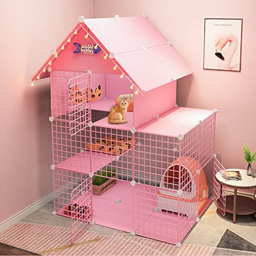 DEUYO Katzenkäfig, Haustierzaun, Katzenkäfig, Kätzchenhaus, Kleintierkäfig aus Metalldraht für den Haushalt, Haustierzaun, geeignet für 1–2 Katzen (Größe: 111 x 75 x 146 cm) Warm as Ever von DEUYO