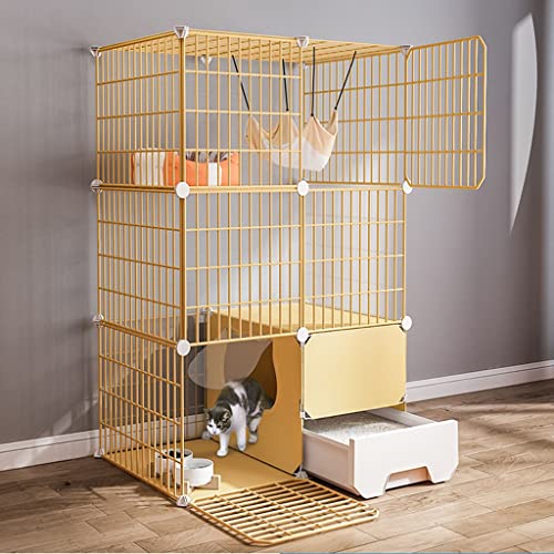 DEUYO Katzenkäfig, Katzenzaun für den Innenbereich, abnehmbar, Hundehütte, großer Übungsbereich, ideal für 1–2 Katzen mit Schublade, Katzenkäfig (Größe: 109 x 49 x 75 cm) Warm as Ever von DEUYO