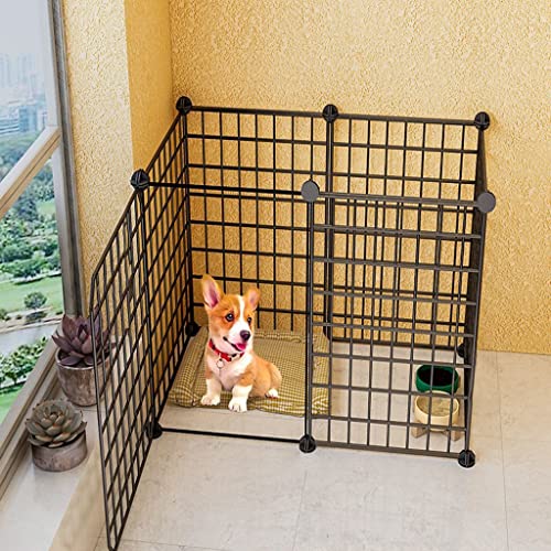 Hundezaun, Hundezaun für den Außenbereich, Faltbarer Sportzaun für Hunde aus Metall, geeignet für kleine und mittelgroße Hunde, Schwarz (Größe: 47 x 75 x 39 cm) Warm as Ever von DEUYO