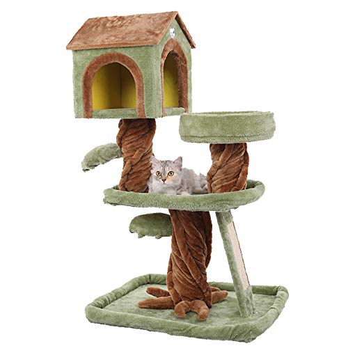 Katzenbaum, Haustier-Katzenbaum, Haus, Eigentumswohnungsmöbel, mehrschichtiger Katzenbaum mit Leiter, Spielzeug, Kratzbaum zum Klettern von Katzen, Katzen-Kletterbaum Warm as Ever von DEUYO