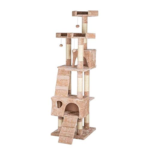 Katzenbaumhäuser 66 Zoll Sisal Katzenklettergerüst Katzenbaum Katzenspielzeug Beige Katzenbaum Katzenklettergerüst Bindeseil für Katze Schärfen Sie Krallen, Pfosten Haustierspielhaus Warm as Ever von DEUYO