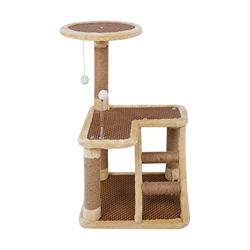 Katzenbaumhäuser Rattansitz Sisal Katzenklettergerüst Mehrschichtige Katzenklettersäule Katzensprungplattform Katzenzubehör (Größe: 1) (1) Warm as Ever von DEUYO