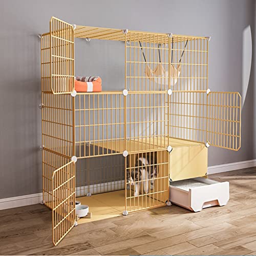 Katzenkäfig, Katzenzaun, Innen-Katzenkäfig, Haustierzaun, großer 3-stufiger DIY-Katzenkäfig, Sporthof-Zaun, Käfig mit Tür und geschlossener Katzentoilette für Kätzchen, Kaninchen, Chinchillas (Größe: Katzenkäfig, Katzenzaun, Innen-Katzenkäfig, Haustierzaun, großer 3-stufiger DIY-Katzenkäfig, Sporthof-Zaun, Käfig mit Tür und geschlossener Katzentoilette für Kätzchen, Kaninchen, Chinchillas (Größe: von DEUYO