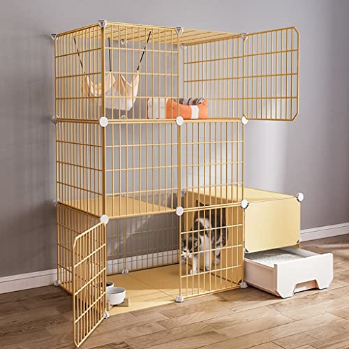 Katzenkäfig, Katzenzaun, Katzenkäfig für den Innenbereich, Haustierzaun, großer 3-stufiger DIY-Katzenkäfig, Sporthof-Zaun, Käfig mit Tür und geschlossener Katzentoilette für Kätzchen, Kaninchen, Katzenkäfig, Katzenzaun, Katzenkäfig für den Innenbereich, Haustierzaun, großer 3-stufiger DIY-Katzenkäfig, Sporthof-Zaun, Käfig mit Tür und geschlossener Katzentoilette für Kätzchen, Kaninchen, von DEUYO