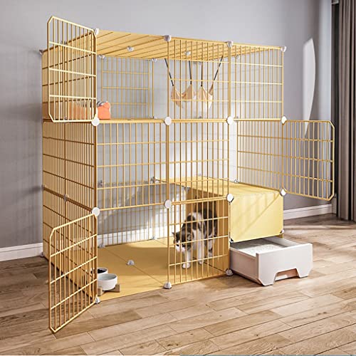 Katzenkäfig, Katzenzaun, Katzenkäfig für den Innenbereich, Haustierzaun, großer 3-stufiger DIY-Katzenkäfig, Sporthof-Zaun, Käfig mit Tür und geschlossener Katzentoilette für Kätzchen, Kaninchen, Katzenkäfig, Katzenzaun, Katzenkäfig für den Innenbereich, Haustierzaun, großer 3-stufiger DIY-Katzenkäfig, Sporthof-Zaun, Käfig mit Tür und geschlossener Katzentoilette für Kätzchen, Kaninchen, von DEUYO