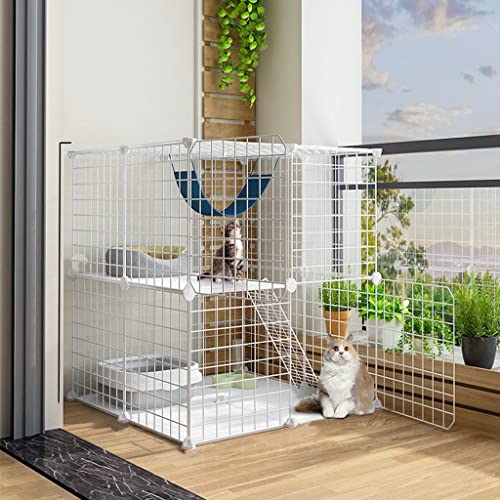 Katzenkäfig, groß, DIY-Haustierhaus für den Innenbereich, kleines Tierhaus, Abnehmbarer Katzenkäfig, mehrere, passend für 1–2 Katzen, weiß (Größe: 75 x 75 x 73 cm) Warm as Ever von DEUYO