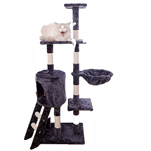 Kratzbaumhäuser, Katzenklettergerüst, vierschichtiges Katzenstreu, Katzenbaum, Katzenspielzeug mit Leiter, durch Tianzhu Katzenklettergerüst Warm as Ever von DEUYO