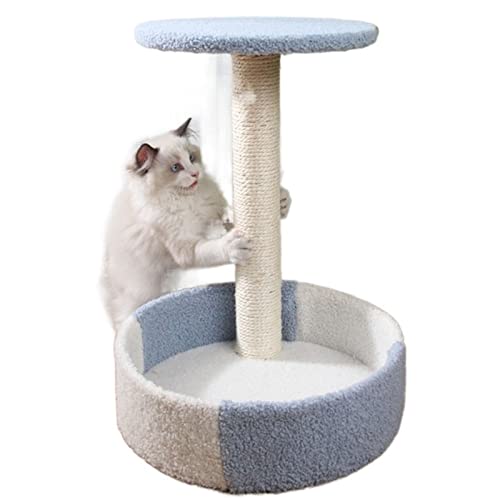 Kratzbaumhäuser Katzenkratzer Katzen Klettergerüst Nest Kratzbaum Turm Eigentumswohnung Möbel Kratzbaum für Haustiere Karton Katzen Kratzhaus (Größe: Blau Beige) (Blau Beige) Warm as Ever von DEUYO