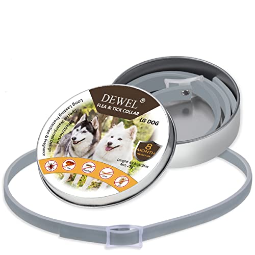 DEWEL 63,5cm Hundehalsbänder gegen Ungeziefer, Verstellbar Zecken Halsband für Hunde und Katze Wasserdicht Hund Flohhalsband von DEWEL