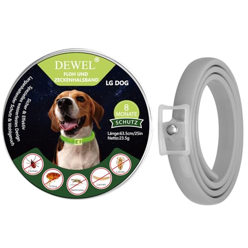 DEWEL 63.5cm Leuchtendes Zeckenhalsband für Hunde, Zeckenhalsband Leuchthalsband Hund Verstellbar Floh-und Zecken Prävention Halsbänder Wasserdicht Fluoreszierendes Flohhalsband gegen Ungeziefer von DEWEL